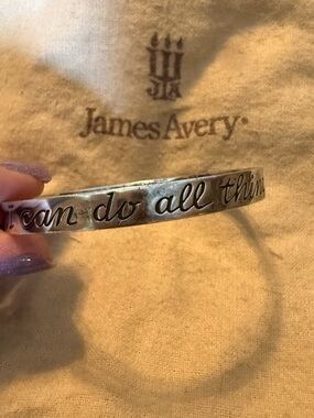 Retired James Avery Silver Script Cuff Bracelet - I Can Do All Things